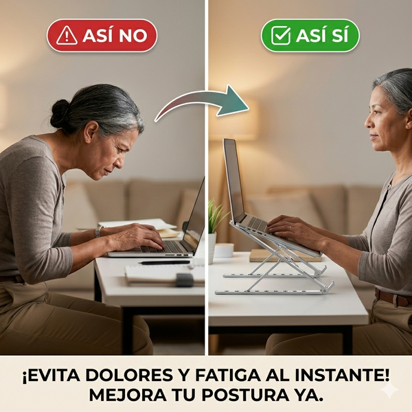 Trabaja Sin Dolor – Soporte Ergonómico para portatiles™